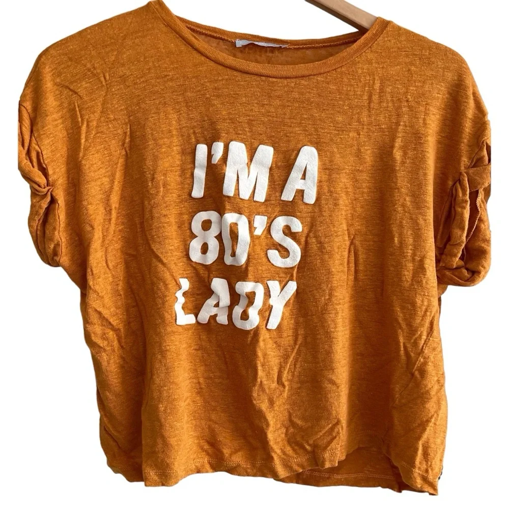 ❤️ Zara ‘I’m a 80’s Lady’ Linen Graphic Tee - Picture 5 of 13